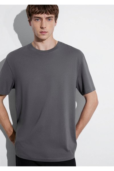 MAVİ Erkek Bisiklet Yaka Gri Basic Tişört 066249-86569