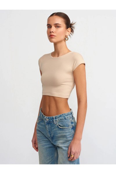 Dilvin Pamuk ve Modal  Karışımlı Crop Top-Siyah 30528