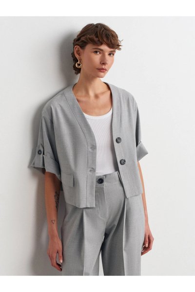 Dilvin Kıvrılmış Kollu Ceket Gömlek 50519