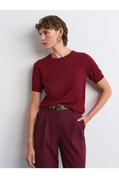 Dilvin  Bisiklet Yaka Kısa Kollu Triko 10779