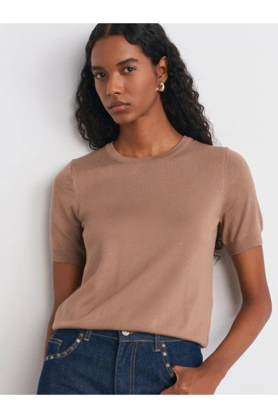 Dilvin  Bisiklet Yaka Kısa Kollu Triko 10779