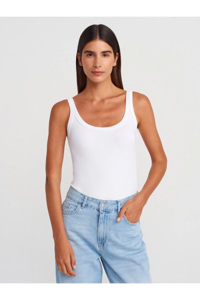Dilvin Askılı Bodysuit-Beyaz 21053