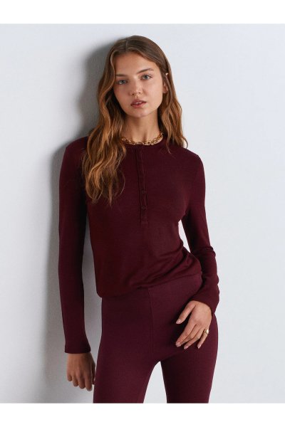 Dilvin Düğmeli Uzun Kollu Top-Siyah 31544