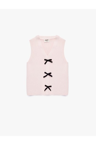 Koton Kadın V Yaka Kolsuz Viskon Karışımlı Fiyonklu Atlet 6SKG90044HT