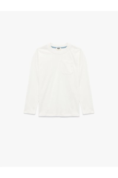 Koton Pamuklu Uzun Kollu Bisiklet Yaka Cep Detaylı Tişört 6SKB10061TK