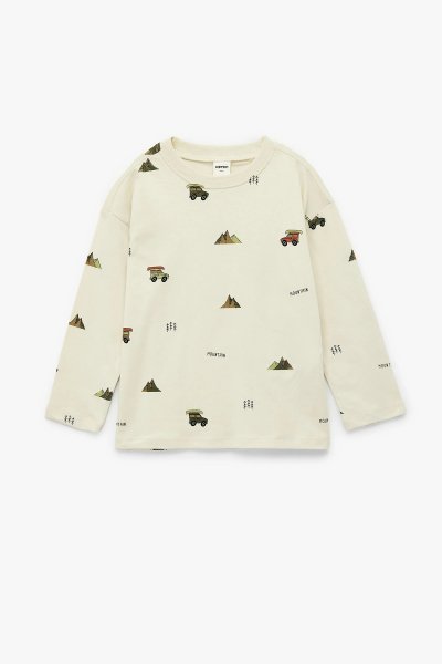 Koton Erkek Bebek Baskılı Uzun Kollu Bisiklet Yaka Pamuklu Tişört 6WMB10256TK