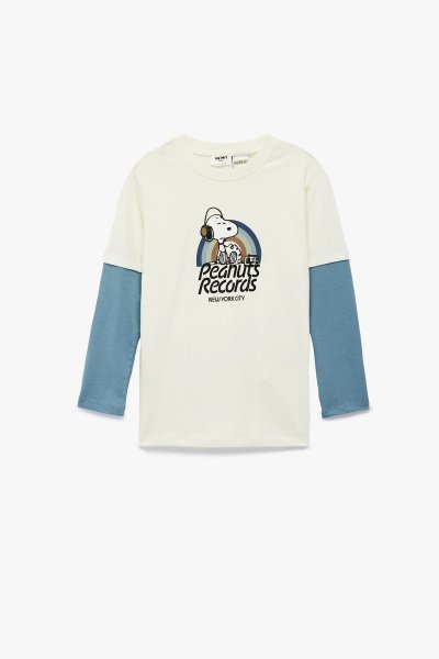 Koton Erkek Çocuk Snoopy Baskılı Uzun Kollu Bisiklet Yaka Lisanslı Tişört 6WKB10359TK