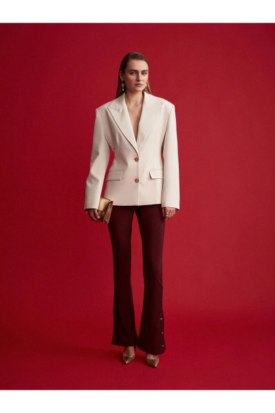 Dilvin Düğme Detaylı İspanyol Paça Tayt-Siyah 71905