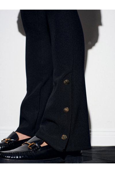 Dilvin Düğme Detaylı İspanyol Paça Tayt-Siyah 71905