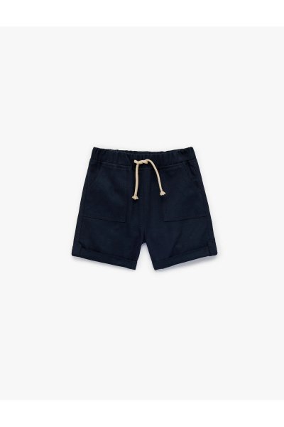 Koton Kadın Pamuklu Cepli Duble Paça Beli Bağcıklı Gabardin Şort 6SMB40026TW