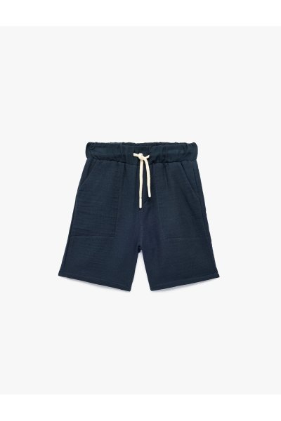 Koton Erkek Çocuk Pamuklu Beli Bağcıklı Cepli Müslin Basic Şort 6SKB40026TW
