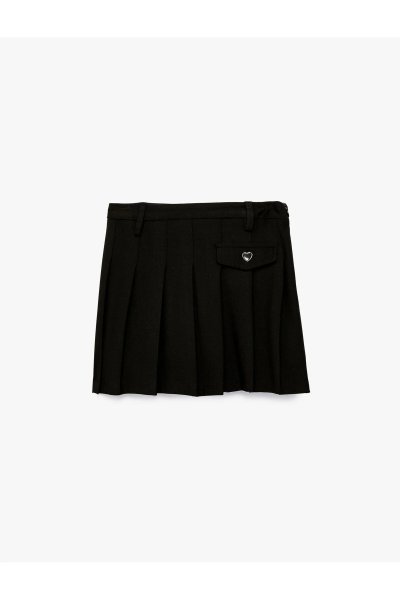 Koton Kız Çocuk Toka Detaylı Cepli Pileli Mini Etek 6SKG70036AK