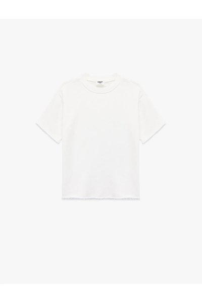 Koton Pamuklu Kısa Kollu Bisiklet Yaka Oversize Basic Tişört 6SKB10093TK