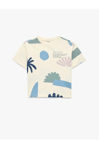 Koton Baskılı Kısa Kollu Bisiklet Yaka Pamuklu Tişört 6SMB10090TK