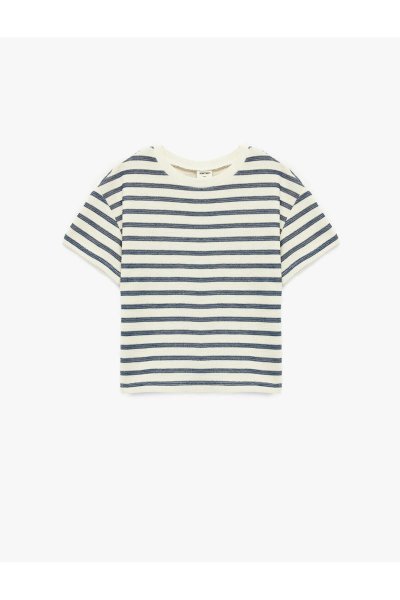 Koton Çizgili Ekru Erkek Bebek T-Shirt 6SMB10017TK
