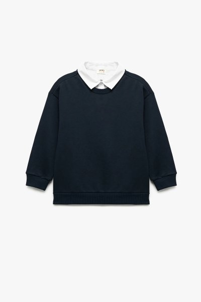 Koton Erkek Çocuk Uzun Kollu Okul Gömleği Yaka Oversize Okul Sweatshirt 6WKB10003TK