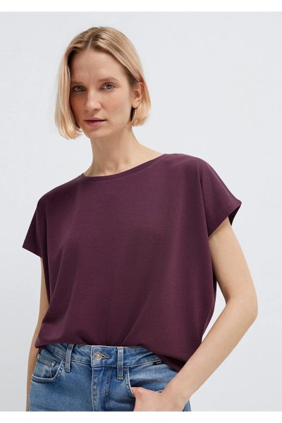 Mavi Soft-Premium Mor  Liyosel Karışımlı Basic Tişört Loose Fit / Bol Rahat Kesim 167245-70421
