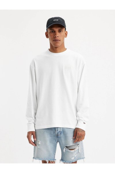 Levi's LS AUTHENTIC ERKEK BEYAZ BİSİKLET YAKA SWEATSHİRT A6887-0004