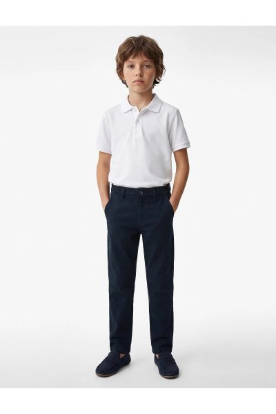 Koton Pamuklu Düğmeli Kısa Kollu Basic Polo Yaka Okul Tişörtü 7WKB10018TK