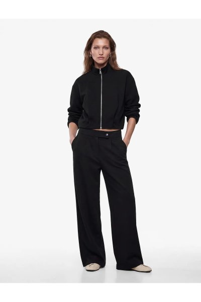 Koton Modal Kumaş Pile Detaylı Yan Cepli Straight Fit Pantolon 7WAK40094EK
