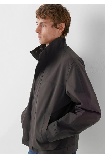 Mavi Dik Yaka Kahverengi Ceket Loose Fit / Bol Rahat Kesim 0110855-90892