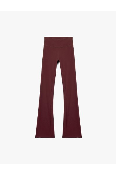Koton Yüksek Bel Slim Fit İspanyol Paça Spor Tayt 7WAK40022NK