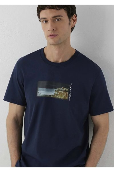 Mavi Erkek Baskılı T-Shirt Erkek Tişort LACİVERT 0613520-70490