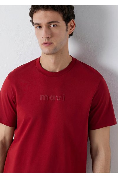 Mavi Erkek Logo Baskılı T-Shirt Erkek Tişort KIRMIZI
