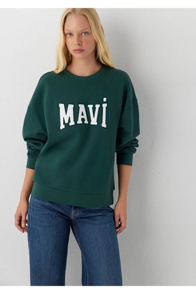 Mavi Logo Baskılı Yeşil Sweatshirt 1S10580-71538