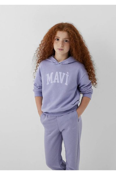 Mavi Logo Baskılı Mor Sweatshirt 7S10147-70557