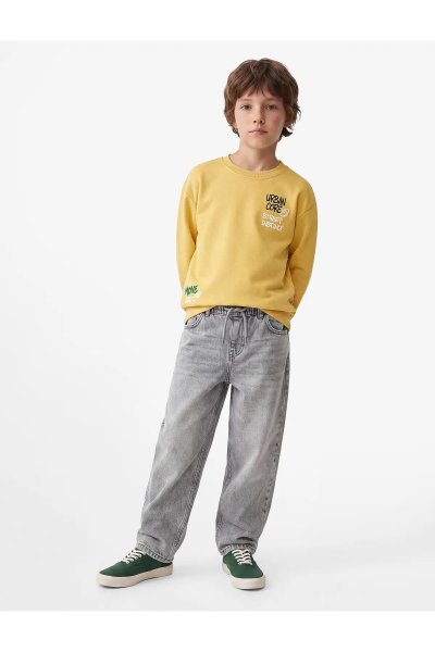 Koton Üç İplik Bisiklet Yaka Uzun Kollu Arkası Baskılı Sweatshirt 7WKB10372TK