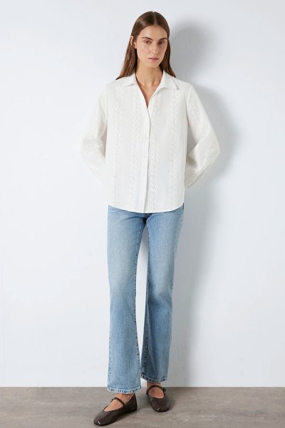 1211380-70057 MAVİ UZUN KOLLU DOKUMA GÖMLEK+