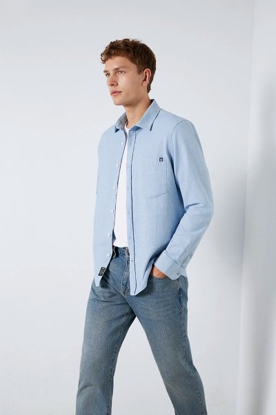 0211852-91407 MAVİ ÇİZGİLİ GÖMLEK+