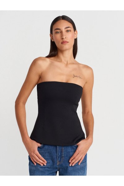 Dilvin Straplez Top-Siyah 31860