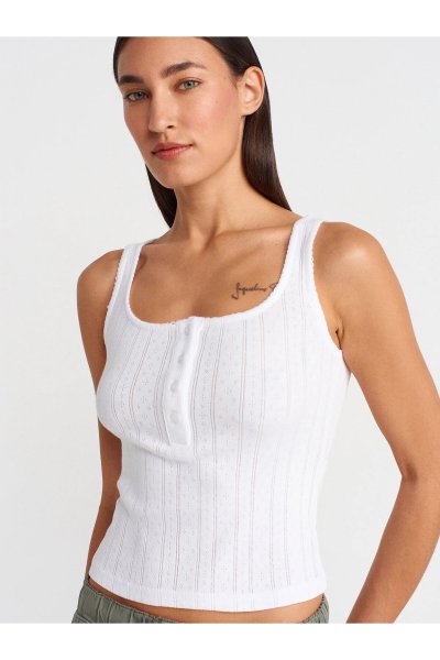 Dilvin %100 Pamuk Düğmeli Kare Yaka 21069