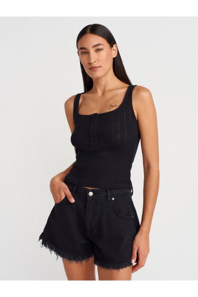 Dilvin %100 Pamuk Düğmeli Kare Yaka 21069