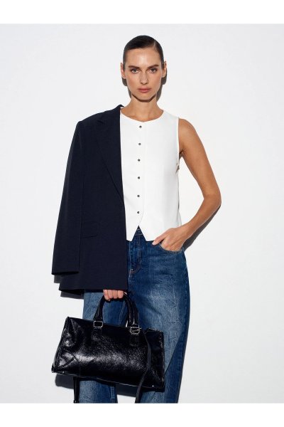 Dilvin Pens Detaylı Metal Düğmeli Top Yelek 50528