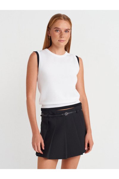 Dilvin Bisiklet Yaka Çift Görünümlü Triko Bluz 10784