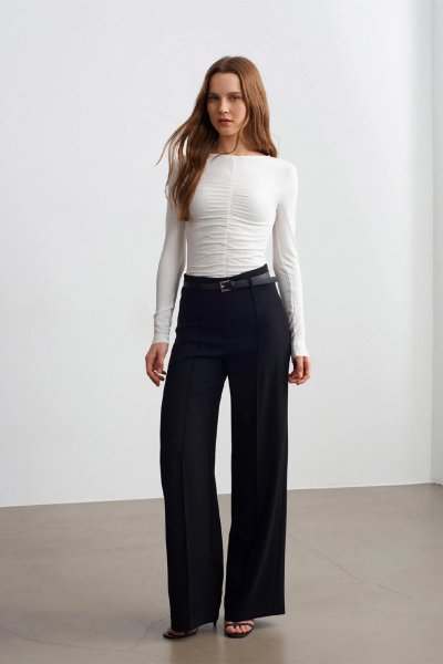 Dilvin Dikiş Detaylı Kemerli Pantolon 71932