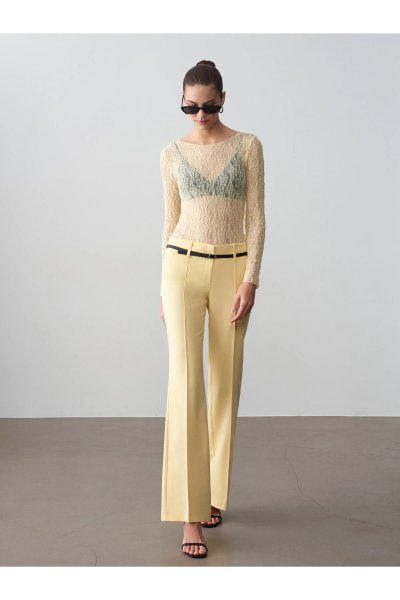 Dilvin Kemerli Düz Kesim Pantolon-72677