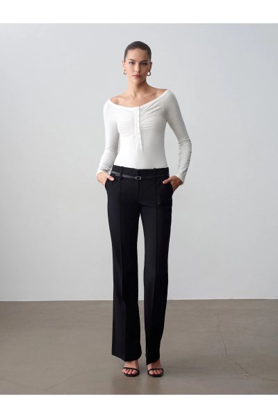 Dilvin Kemerli Düz Kesim Pantolon-72677