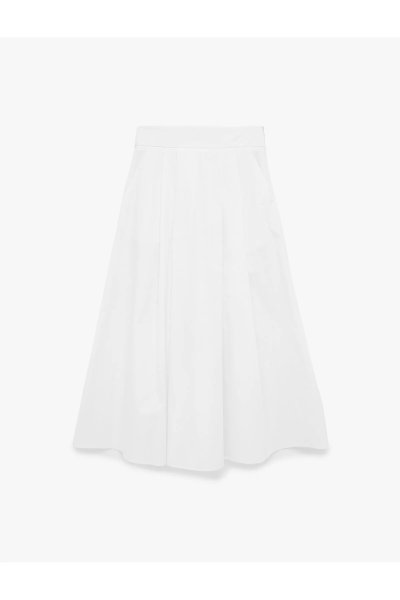Koton Pamuklu Pileli Cepli Midi Poplin Kloş Etek 6SAK70024PW