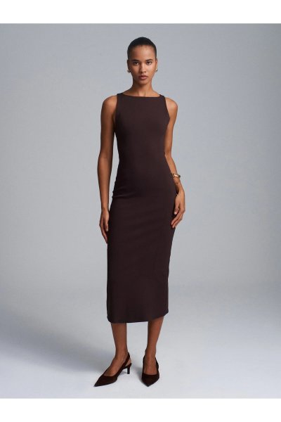 Dilvin Extra Slim Fit Midi Elbise 91099