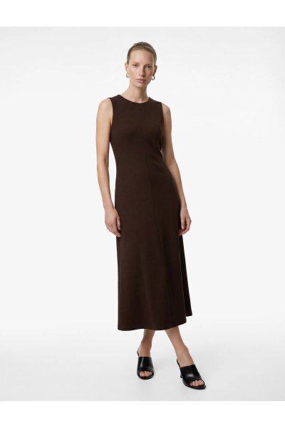 Koton Bisiklet Yaka Kolsuz Midi Kloş Elbise 6SAK80123EK