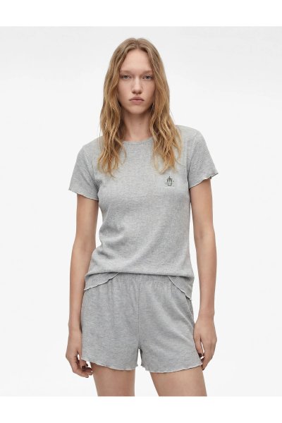 Koton Kısa Kollu Viskon Karışımlı Rahat Kalıp Pijama Takımı - 2'li Set 6SLK40119MK