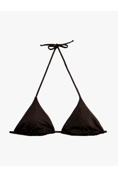 Koton Boyundan Bağlamalı Taşlı Üçgen Bikini Üstü 6SAK10071MM