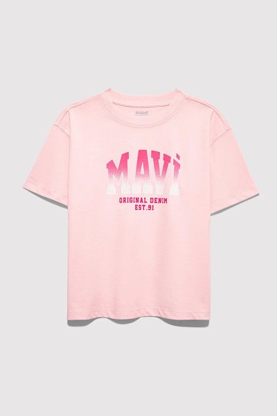 7610386-71007 MAVİ JENERİK LOGO BASKILI TİŞÖRT