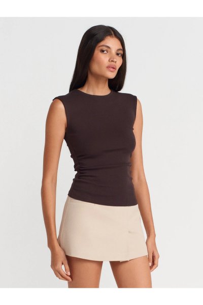 Dilvin Büzgülü Basic T-Shirt 21054