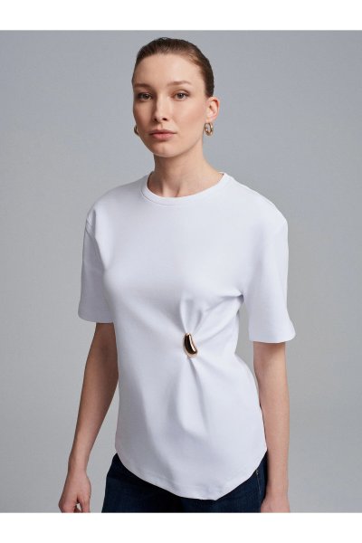 Dilvin Aksesuar Detaylı Basic T-Shirt 32445