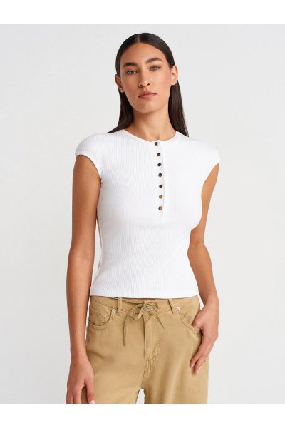 Dilvin Düğmeli Kısa Kollu Top 31887